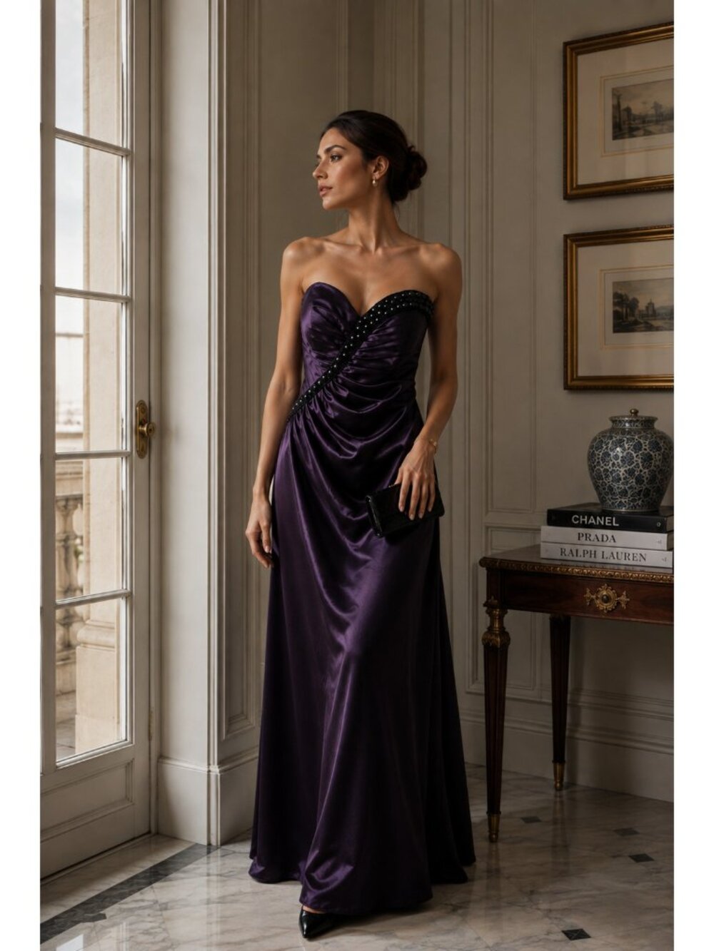 Flirt by Maggie Sottero Purple Beaded Strapless Formal Prom Gown Dress Size 8 - Picture 15 of 16